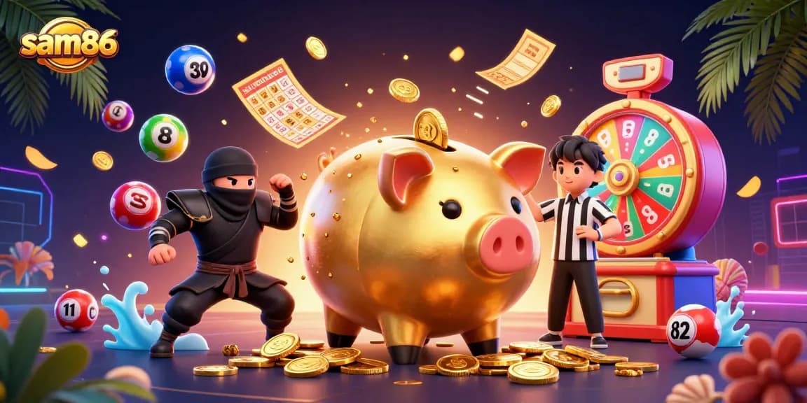 Experience thrilling gaming action at sam86 with vibrant characters and dynamic casino elements.