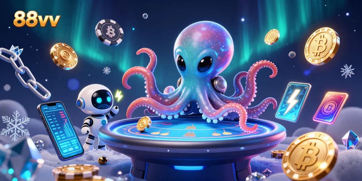Experience thrilling poker action with 88vv's alien octopus and crypto-themed gaming elements.