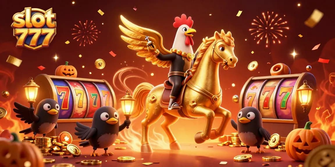 Spin the reels of slot 777 with golden rooster characters shimmering in a vibrant casino.