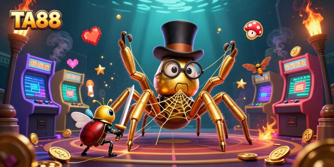 Engage with TA88’s thrilling casino atmosphere featuring a bold tarantula and beetle knight.