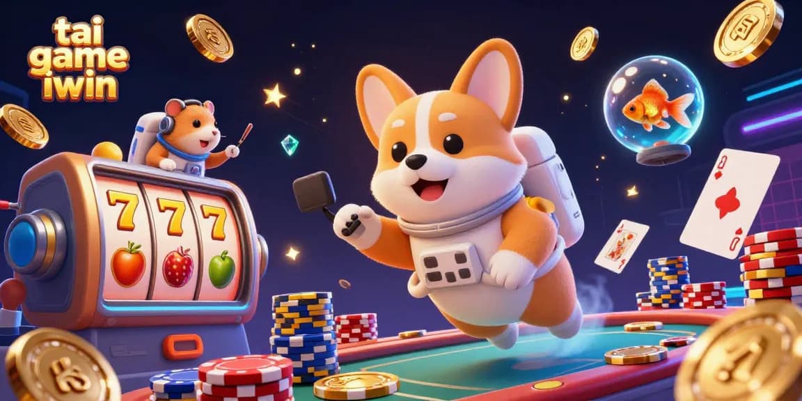 Engage with tai game iwin in a vibrant space casino filled with floating coins and dynamic game elements.