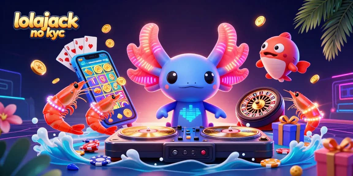 Experience gaming excitement at lolajack no kyc with vibrant casino elements and lively cartoon characters.
