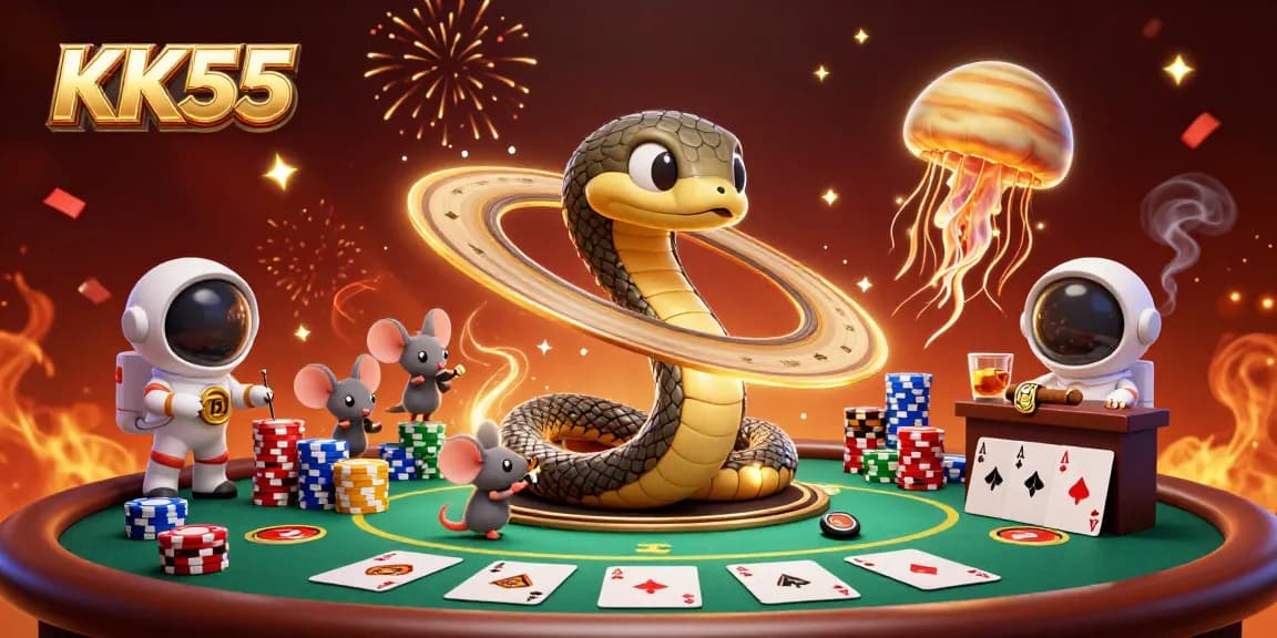 Experience engaging bets at KK55 with whimsical astronaut mice and energetic cosmic elements.