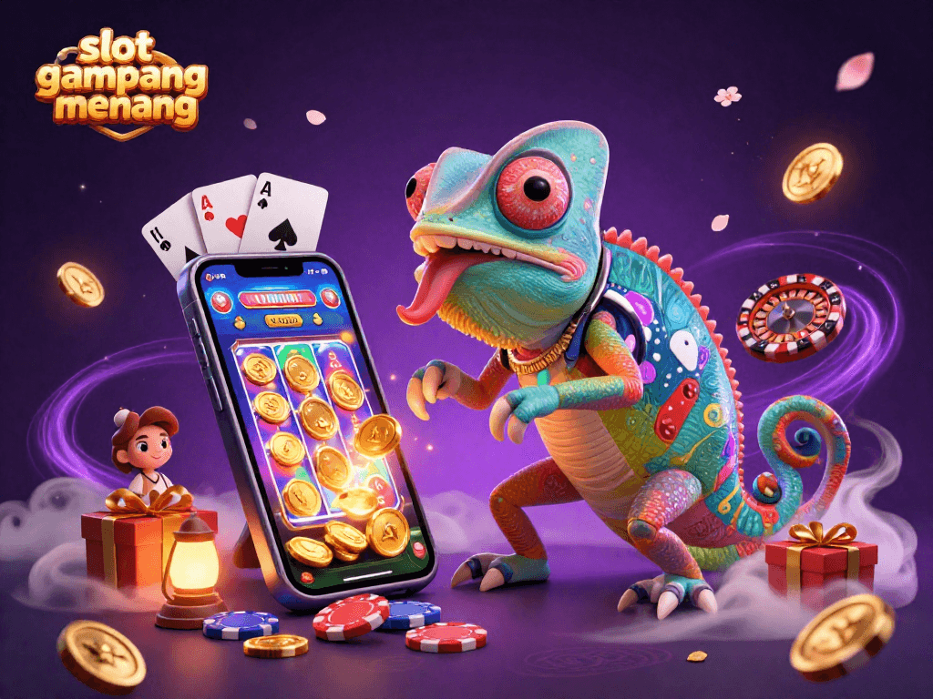 Spin to win big with slot gampang menang in this vibrant casino illustration!