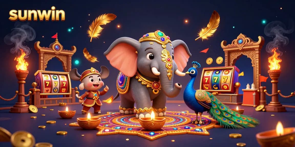 Spin to win with sunwin in a vibrant 3D casino scene with a magical atmosphere.