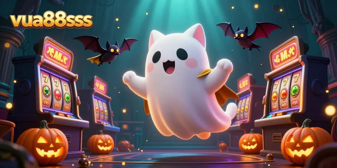 Experience the thrilling atmosphere of vua88sss with a ghost cat in a haunted casino.