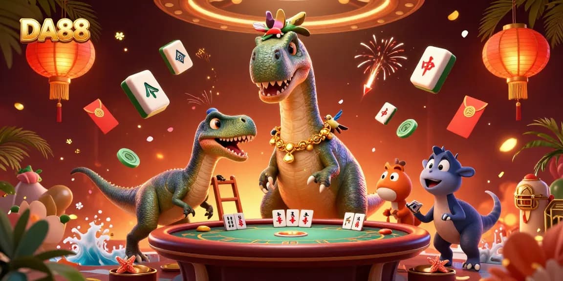 Engage in thrilling gameplay with the DA88 as a 3D brontosaurus towers over poker action.