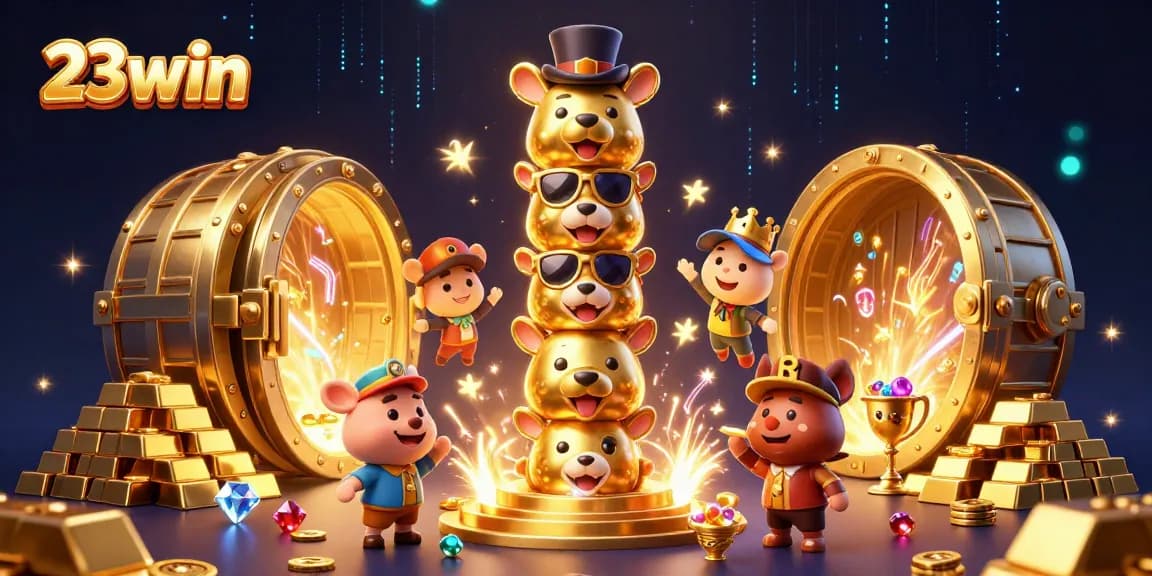 Join the excitement with 23win as the golden totem pole celebrates casino wins!