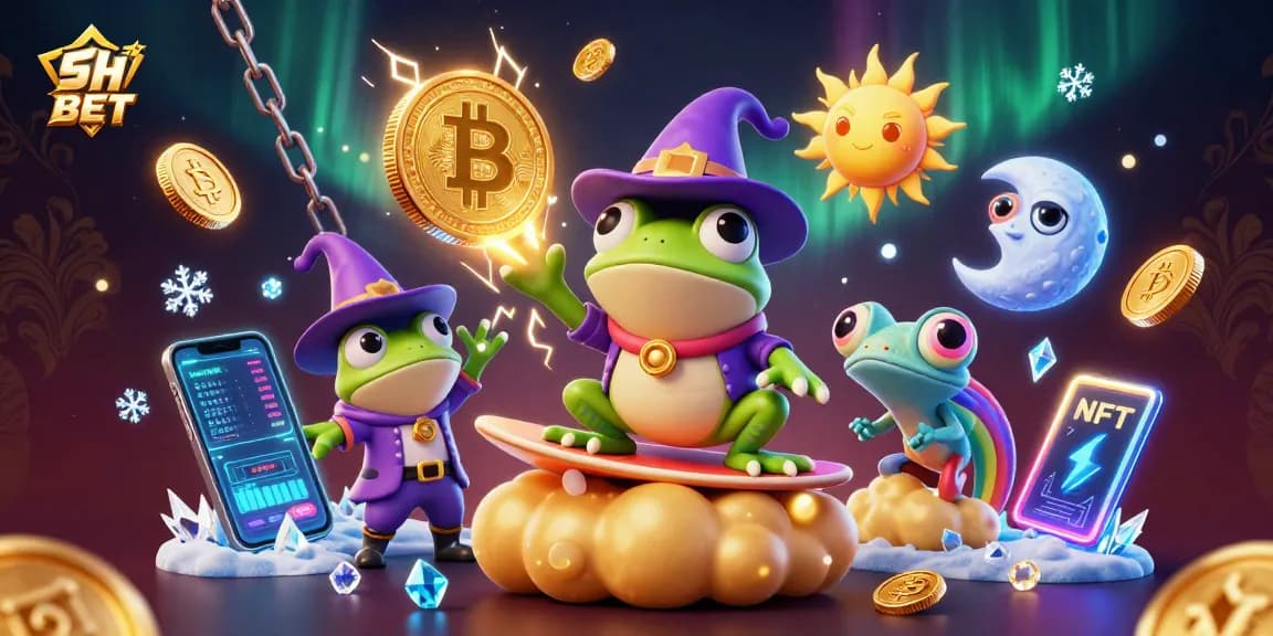 Experience the excitement of SH BET with a vibrant 3D illustration featuring a weather wizard frog and a rainbow chameleon.