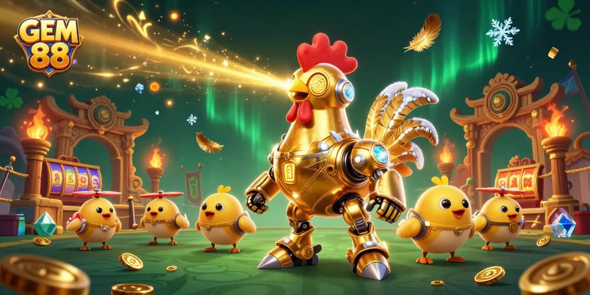Experience GEM 88's thrilling online casino action with dynamic characters and vibrant gaming elements.