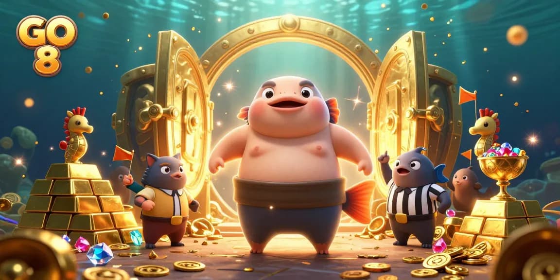 Engage with the excitement of GO 8 casino games amid dazzling treasures and underwater fun.