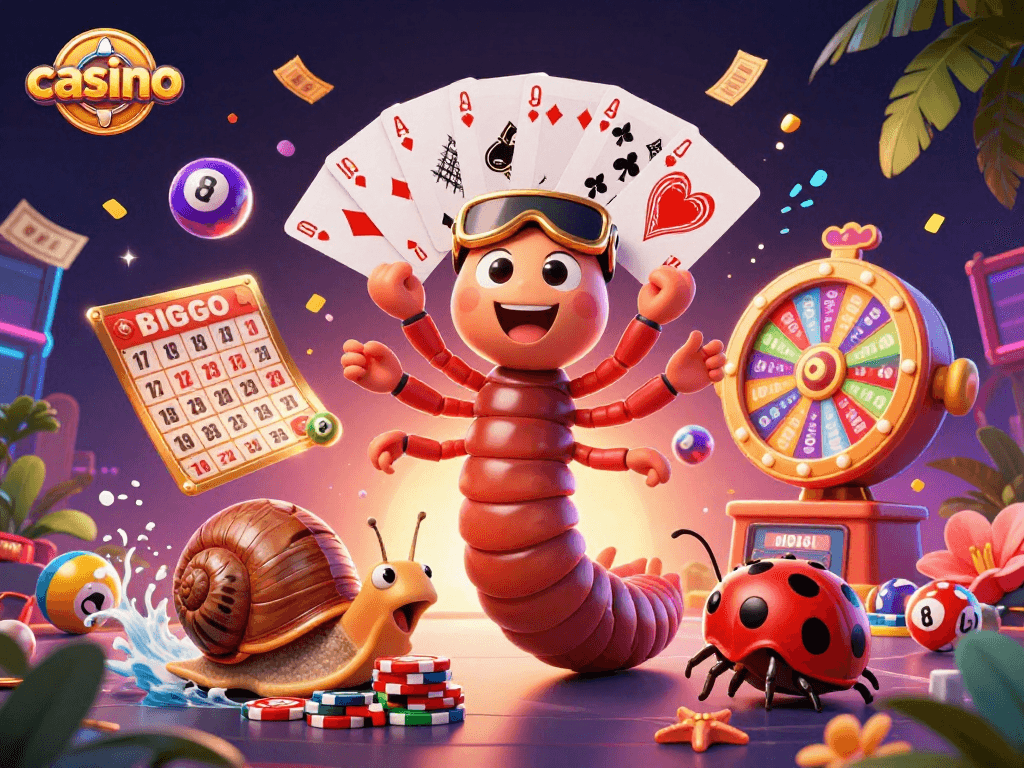 Casino dealers and players engage in vibrant action with lottery elements and colorful game symbols!