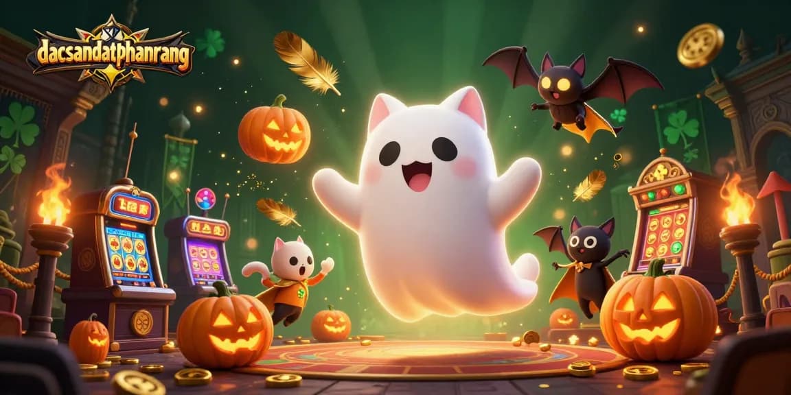 Engage in the exciting casino world with dacsandatphanrang, featuring a floating ghost cat and betting elements.