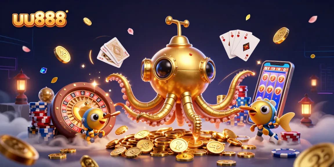 Engage with exciting gaming at uu888, featuring a dynamic underwater casino scene filled with treasures and vibrant elements.