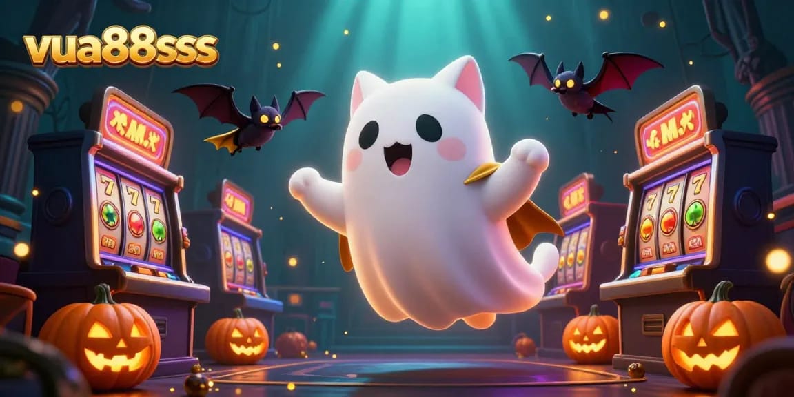 Experience the thrilling atmosphere of vua88sss with a ghost cat in a haunted casino.