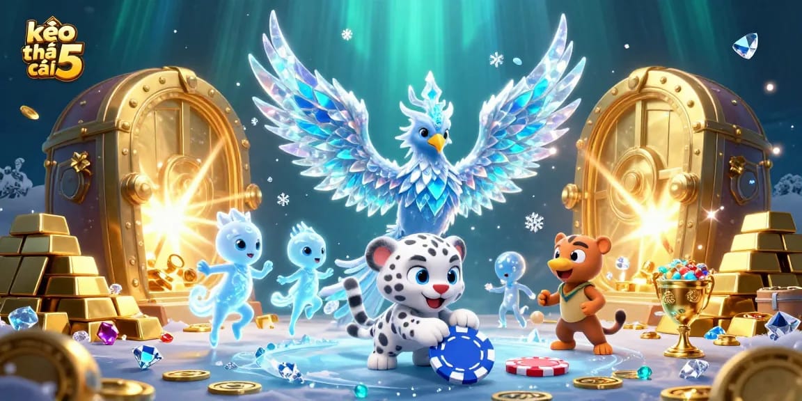 Experience kèo nhà cái 5 in a vivid illustration with mystical characters and gambling elements.