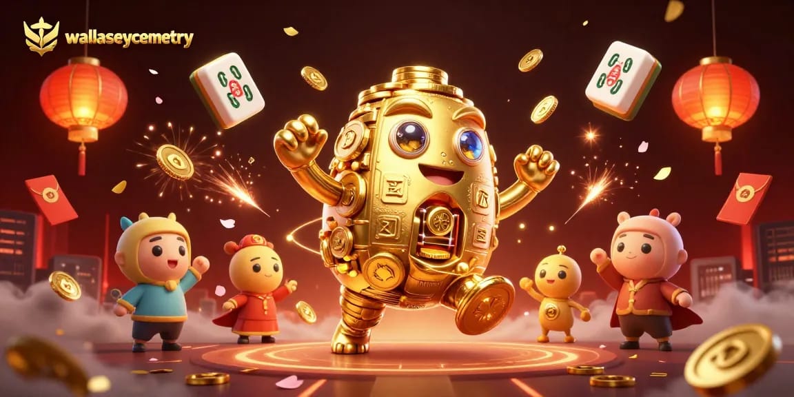 Experience thrilling action at wallaseycemetery with an ancient golden golem and dazzling casino elements.