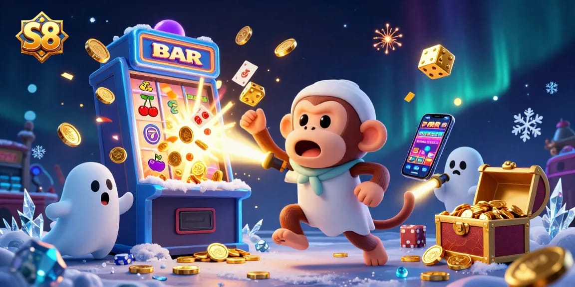 S8 brings excitement as playful ghosts and golden treasures fill this haunted casino scene.