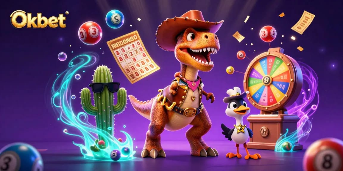 Experience the thrill of Oxbet with colorful lottery elements and engaging characters in this vibrant casino scene.