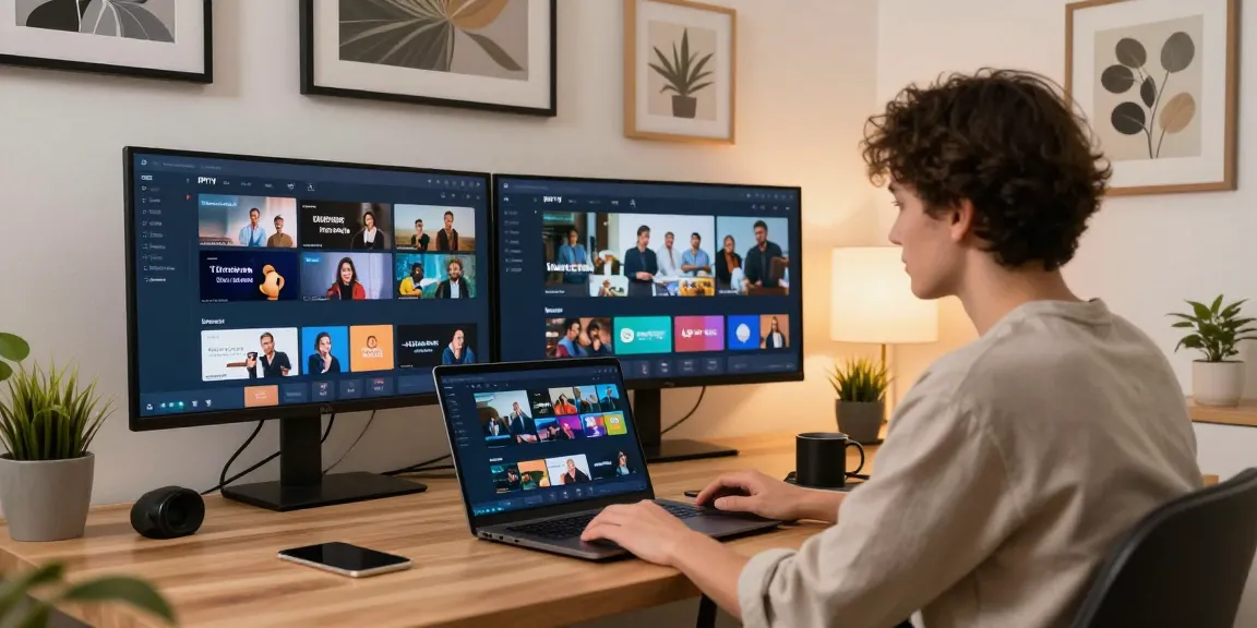 Trusted IPTV UK reseller working in a professional local office environment with multiple screens, showcasing community service.