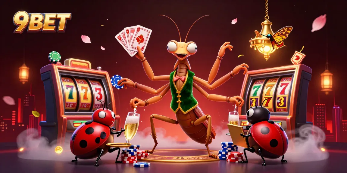 Experience winning excitement at 9BET with a vibrant 3D casino scene featuring games and rewards.