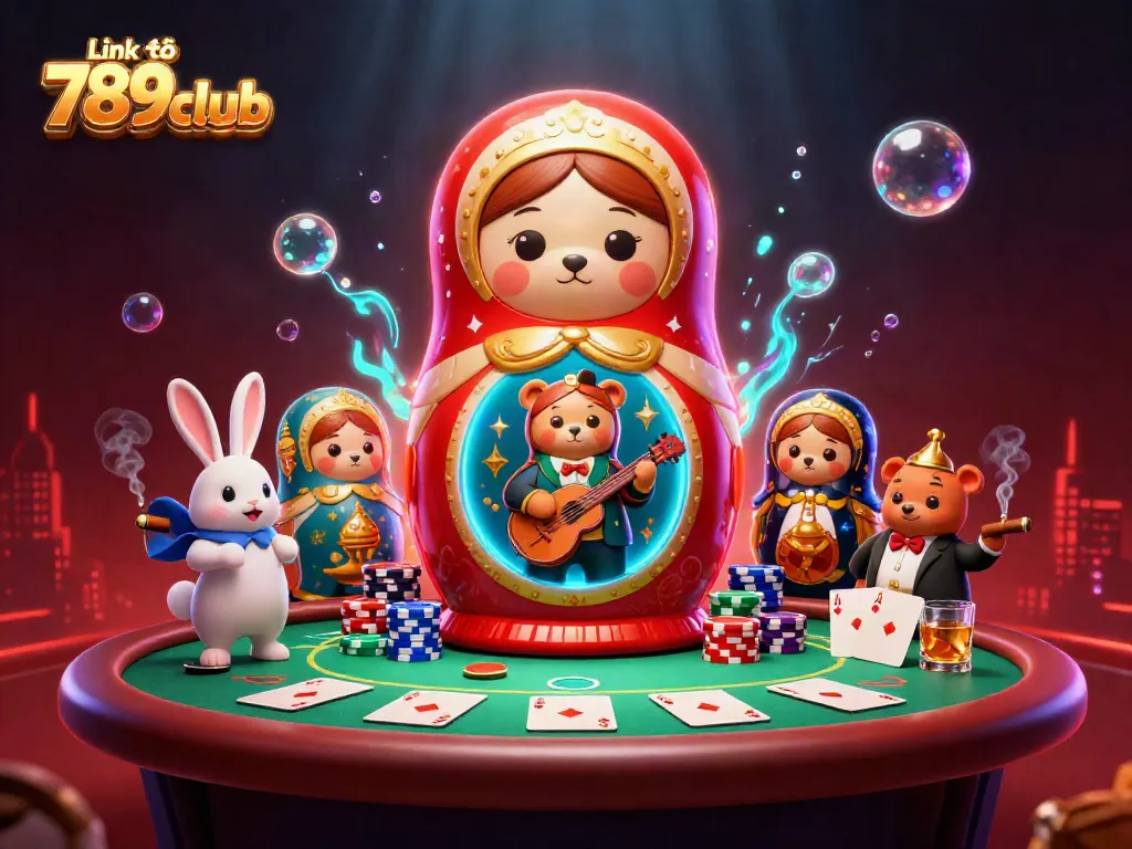 Experience the excitement of online gaming with Link vào 789club's vibrant casino-themed illustration.