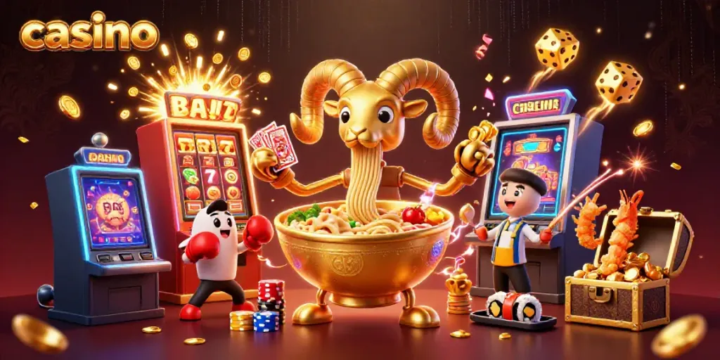 Experience the excitement of a casino with vibrant characters and dynamic gaming elements.