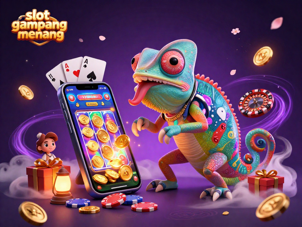 Spin to win big with slot gampang menang in this vibrant casino illustration!