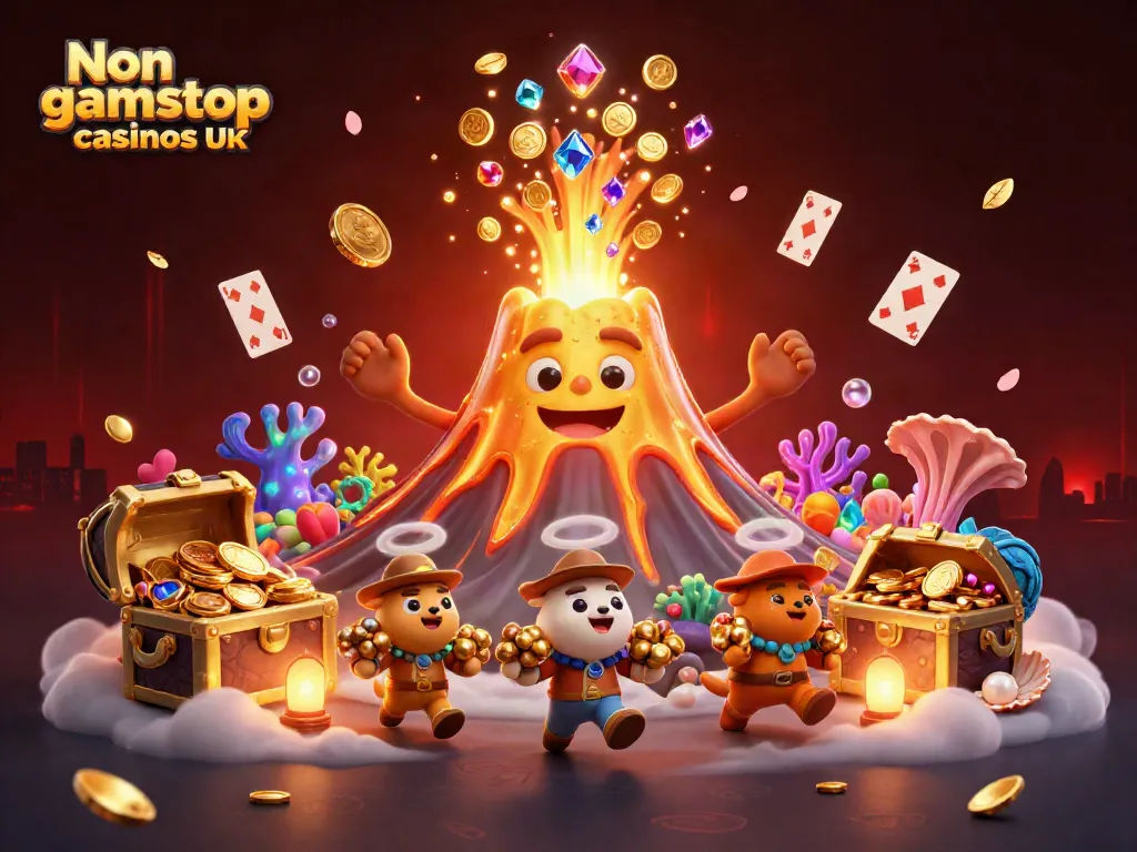 Engage with Non gamstop casinos UK illustrated through vibrant 3D characters and dynamic casino elements