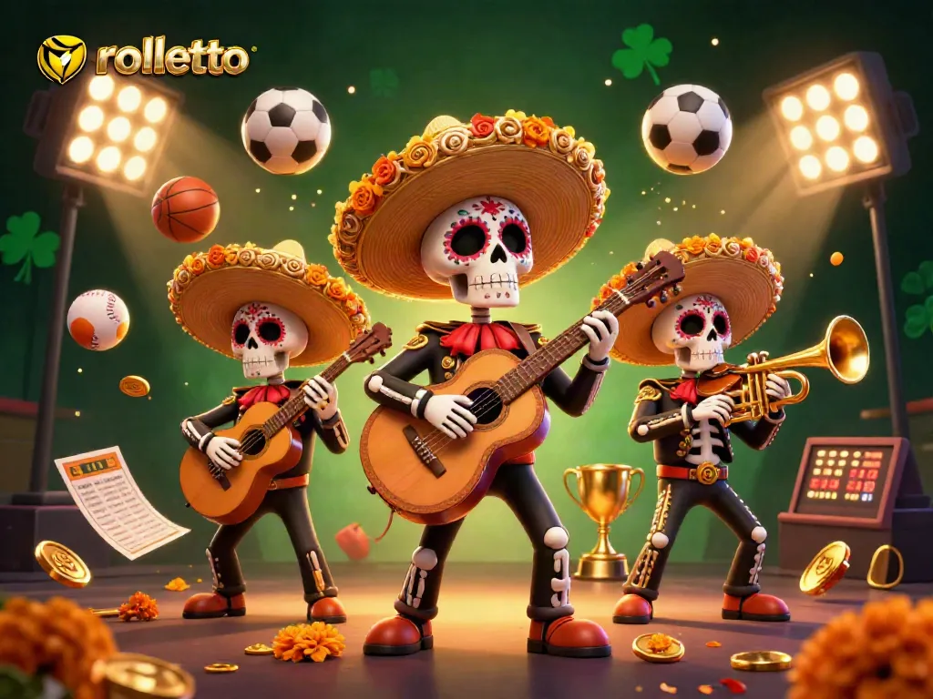 Engage with rolletto's vibrant casino scene featuring a colorful mariachi band surrounded by dynamic betting elements.