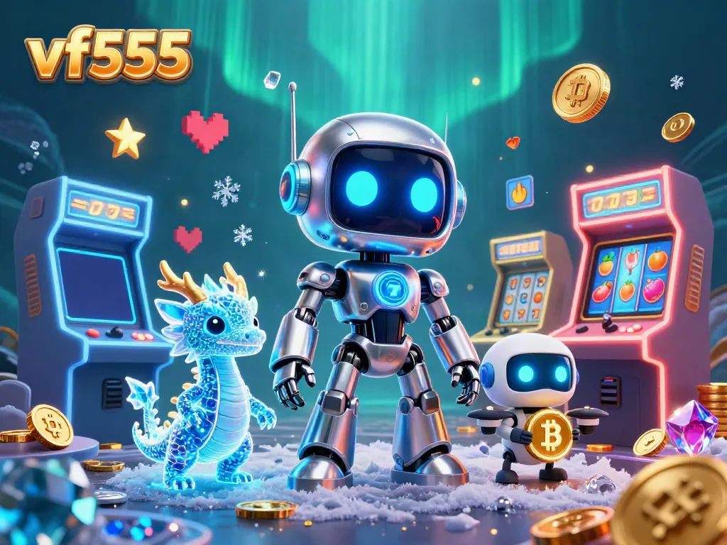 Experience thrilling slots at vf555 with colorful 3D characters celebrating jackpot wins in a vibrant casino.