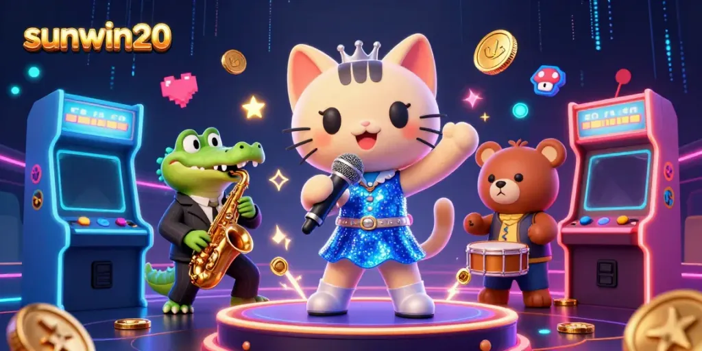 Experience thrilling gameplay at sunwin20 with vibrant 3D characters and arcade-style casino elements.