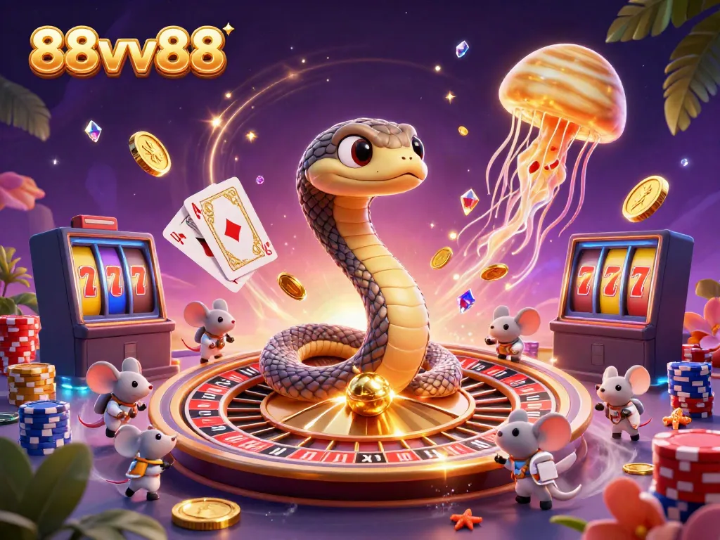 Experience the excitement of 88vv88 with cosmic roulette and playful astronaut mice betting.