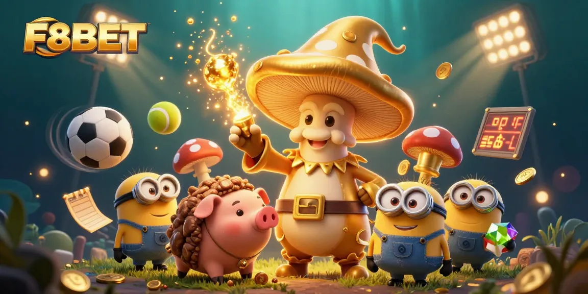 Experience thrilling gameplay at F8BET with a golden mushroom wizard and dynamic sports elements.